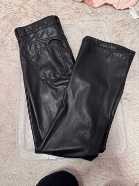 American Eagle Outfitters Black High-Rise Faux Leather Jeans